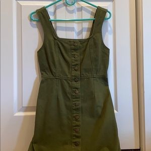 army green button up dress